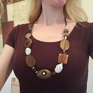 Unique wooden beaded necklace